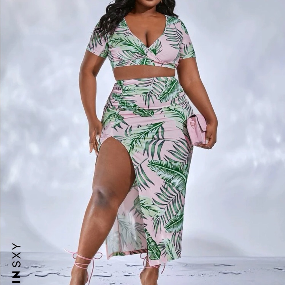 Tropical Print Top and Skirt